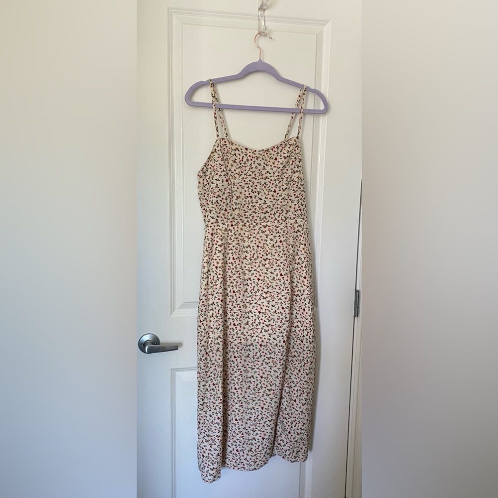 Shein floral print smocked maxi dress with slit